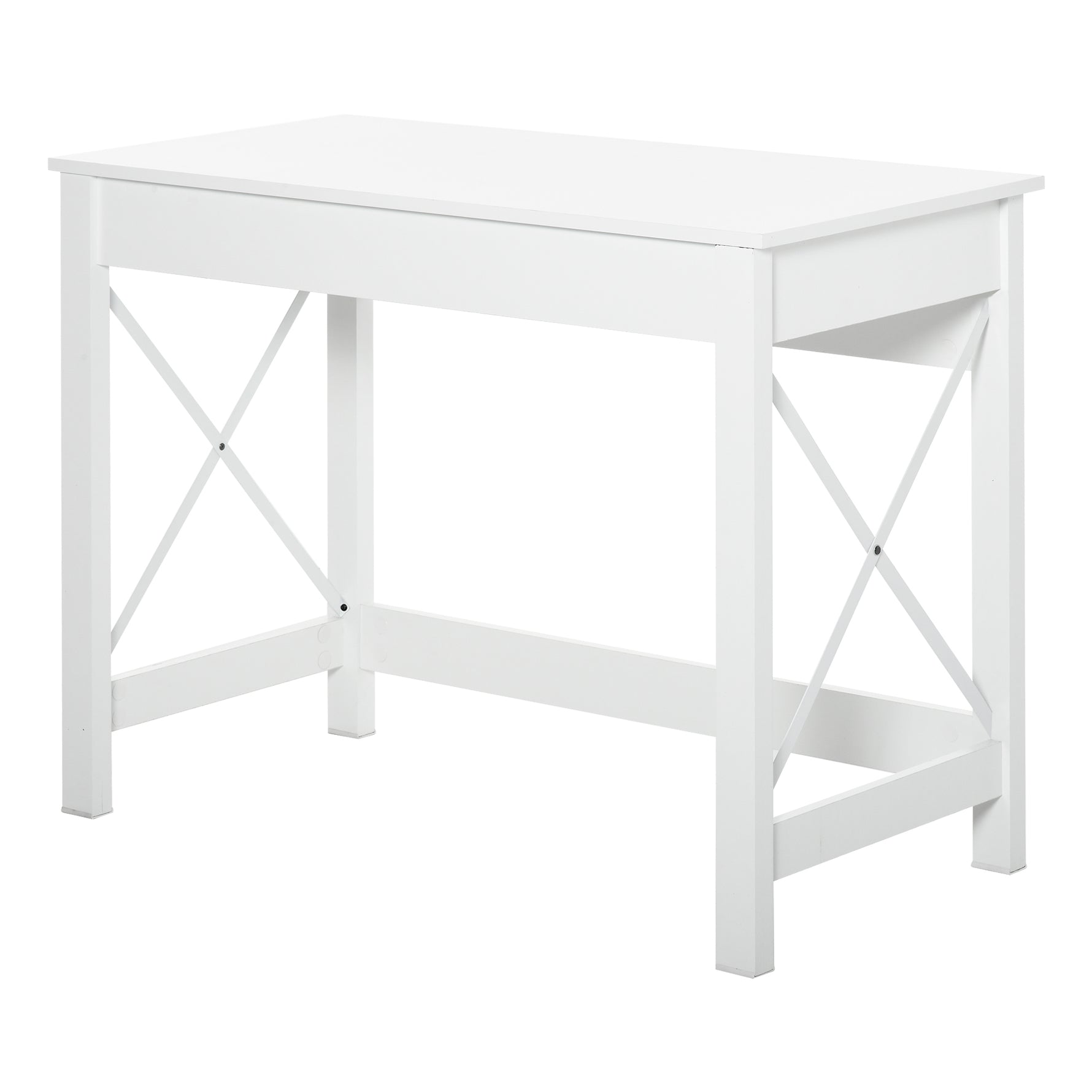 Bureau d'ordinateur, table informatique, style moderne, cadre renforcé en forme X, 105 x 50 x 76 cm, blanc