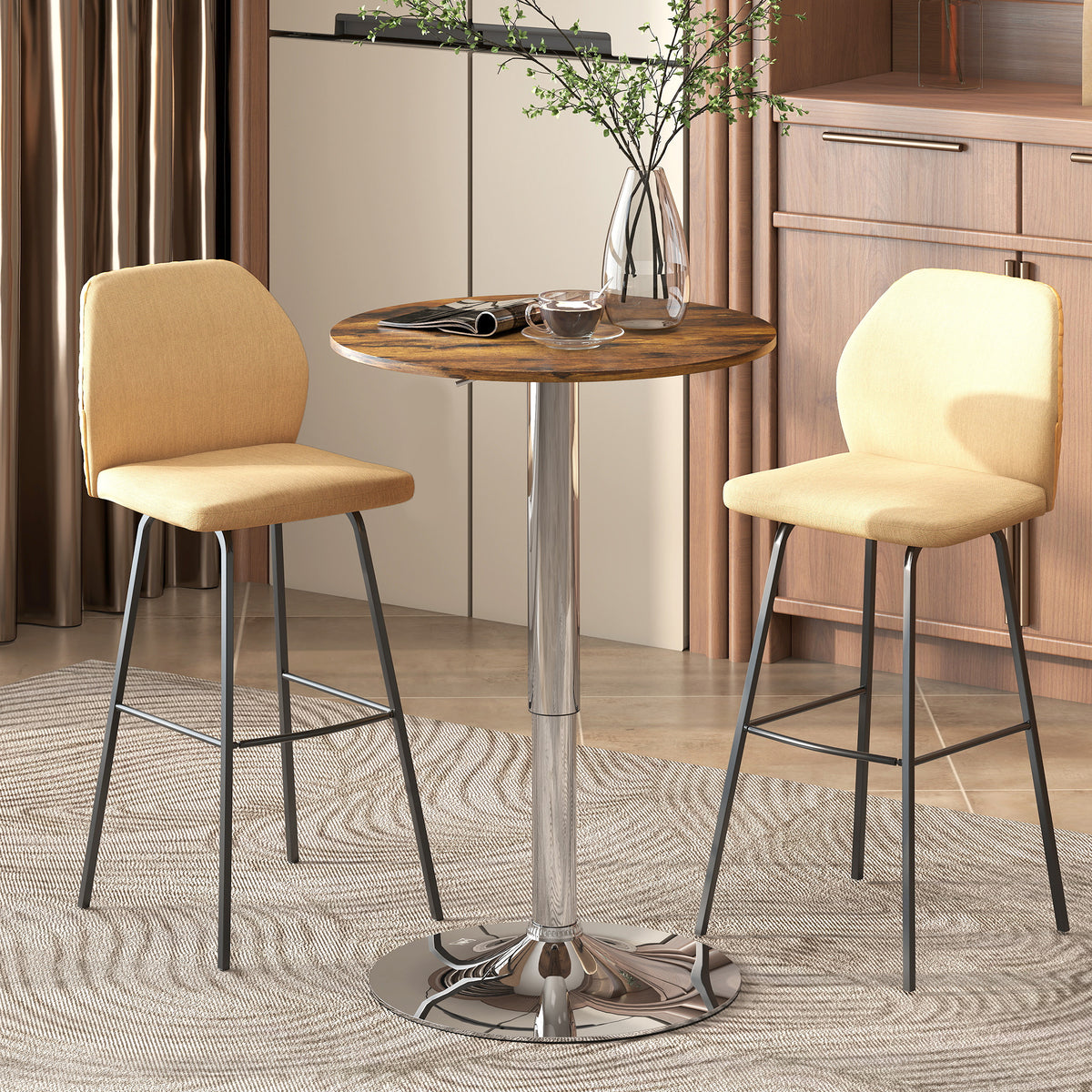 Table de Bar Table Bistro Mange-debout Hauteur réglable 67-93 cm Plateau pivotant 360° marron-9