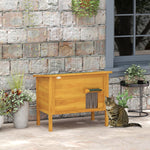 Verhoogd houten buitenkattenhuis met openslaand dak, geïsoleerd, 85 x 50 x 68,5 cm, naturel groen