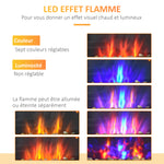 Cheminée électrique murale 1000/2000 W, cheminée décorative avec effet flamme 7 couleurs réglables, 72,5x11,5x40cm, noir