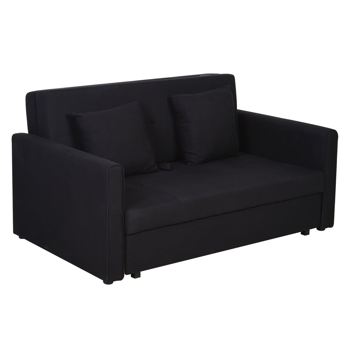 Canapé-lit 2 places convertible 2 en 1 avec 2 coussins et coffre de rangement intégré 152 x 101 x 81 cm gris foncé