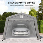 Tente garage carport dim. 6,2L x 3,3l x 2,4H m acier galvanisé robuste PE haute densité 150 g/m² imperméable anti-UV