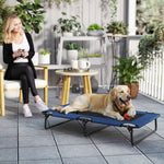 Lit surélevé pour chiens pliable rafraîchissant, lit de camp pour animaux en maille respirante 107x61x20cm bleu foncé