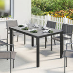 Table de jardin pour 4 à 6 personnes, table à manger extérieure avec plateau à lattes, 140 x 90 x 74 cm, gris