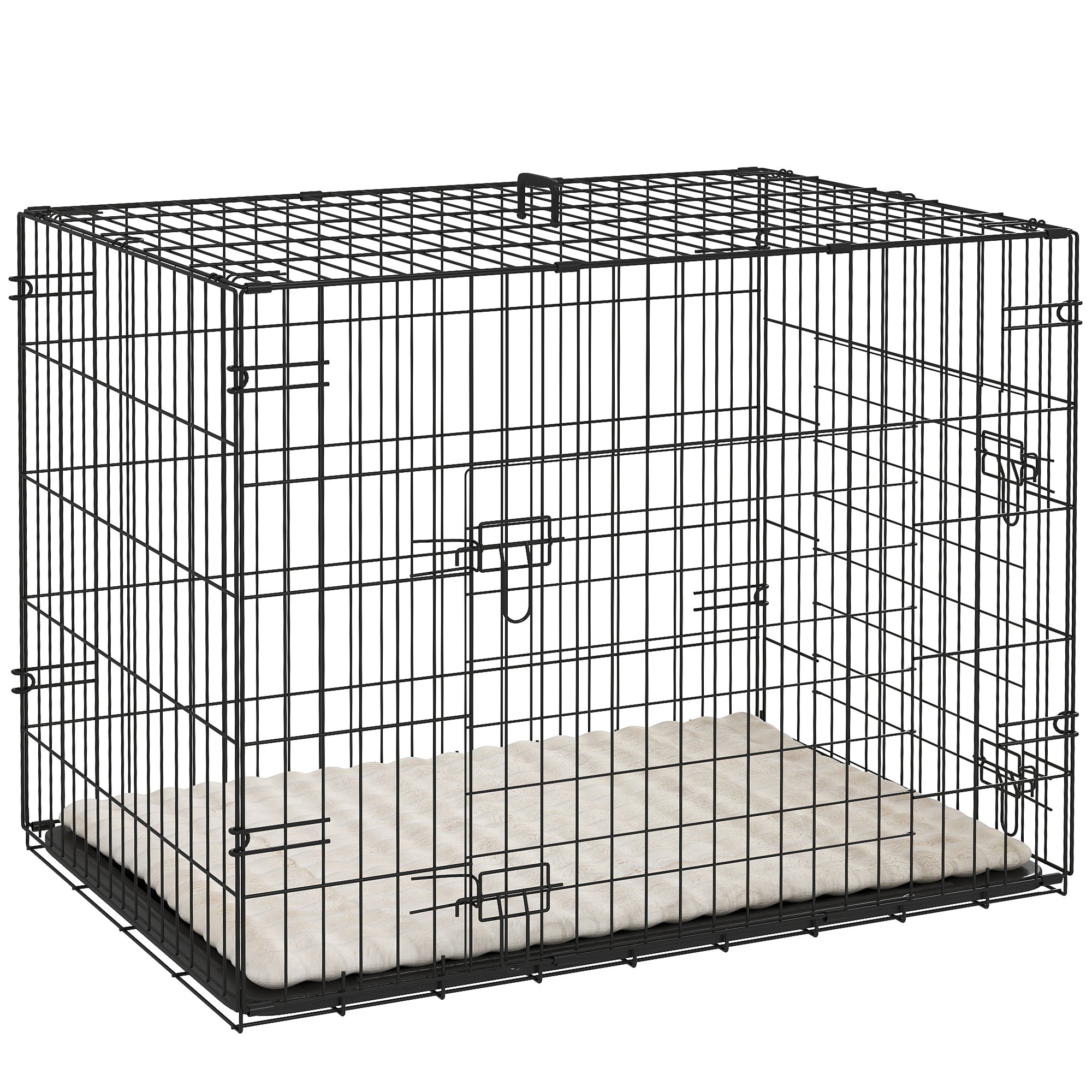 Cage pour chien cage de transport pour chien pliable avec 2 portes plateau amovible coussin lavable 75x48,5x53cm noir