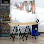 Lot de 2 tréteaux pliables télescopiques hauteur réglable 80-130 cm noir