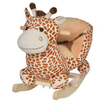 Jouet à Bascule modèle girafon Ceinture de sécurité Fonction Musicale 32 Pistes pour Enfant 18+Mois Marron Beige