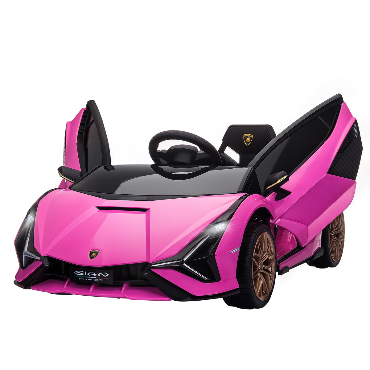 Voiture électrique Enfants de Sport Véhicule électrique Lamborghini Sian 12 V - V. Max. 5 Km/h avec Télécommande 2,4G Effets sonores + Lumineux Rose