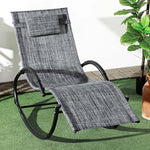 Chaise longue à bascule avec tétière utilisation extérieure intérieure gris chiné