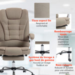 Fauteuil de bureau direction massant chauffant hauteur réglable dossier inclinable toile de lin beige
