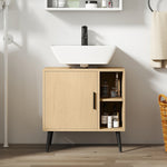 Meuble sous lavabo salle de bain avec porte à fermeture progressive et étagère réglable, 60 x 30 x 59,5 cm, chêne