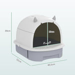 Maison de toilette pour chat bac à litière fermé chat poignée de transport porte translucide 40,5 x 52 x 39 cm gris