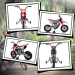 Moto électrique pour enfant moto cross pour enfants de 3 à 6 ans 2 moteurs 12V vitesse max. 5 km/h rouge