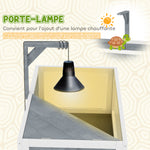 Maison pour tortues terrarium tortue terrestre sur pieds 2 zones toit ouvrant zone interactive 84,5 x 47,5 x 90 cm gris