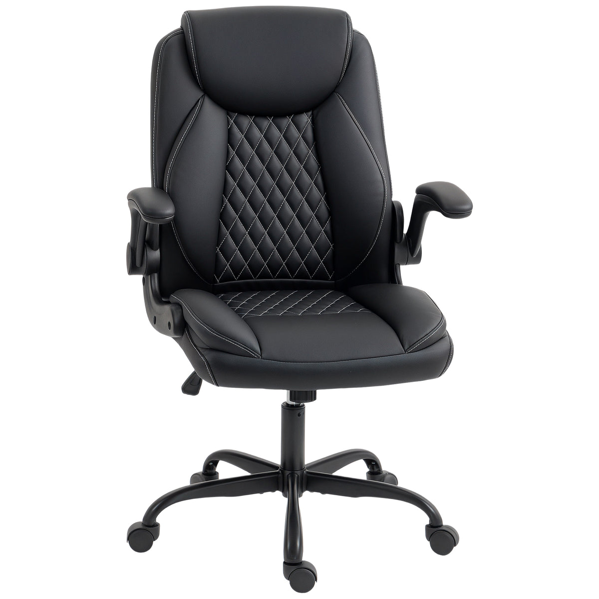 Fauteuil de bureau, chaise bureau ergonomique avec accoudoirs relevables, hauteur réglable, fonction de bascule, noir