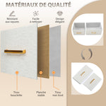 Commode 8 tiroirs en tissu bouclette, meuble de rangement avec 2 prises de courant, structure en acier 110x30x76cm crème