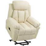Sillón de relax eléctrico, sillón elevador reclinable con reposapiés ajustable, revestimiento sintético color crema