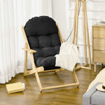 Fauteuil Chaise de Salon Pliable et inclinable en Bois Fauteuil Relax Confortable avec Coussin capitonné épais