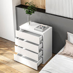 Commode 4 tiroirs meuble de rangement sans poignées design minimaliste 60 x 40 x 80 cm blanc
