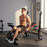 Banc de musculation Fitness entrainement complet avec support d'haltères dossier réglable acier 175 x 139 x 127 cm noir