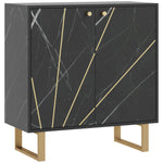 Buffet de rangement avec 2 portes et étagère réglable pieds en métal 76 x 35 x 77 cm ton marbre noir