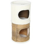 3-laagse binnenkattenmand, kattentoren met sisal krabpaal Ø 40 x 80 cm, crème