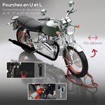 Support pour moto, béquille avant pour moto avec goupille réglable et adaptateurs pour bras oscillant, rouge