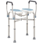 Chaise de douche avec accoudoirs siège de douche en forme U hauteur réglable anti-dérapant 53 x 36 x 64-75 cm bleu clair