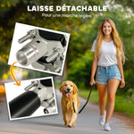 Laisse pour chien pour vélo 124 cm, laisse d'exercice chien, facile à installer et amovible, acier et polyester, noir