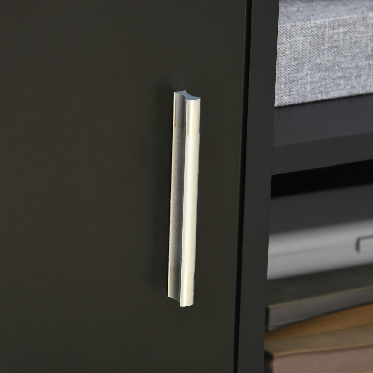 Support d'imprimante organiseur bureau caisson placard porte 3 niches + grand plateau panneaux particules noir
