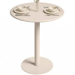 Tavolo da Pranzo Rotondo per 2 Persone Ø60 cm, Moderno con Base Rotonda, Struttura in Acciaio, per Interni ed Esterni, Beige