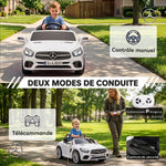 Voiture Électrique Enfants 12V Mercedes-Benz SL500, 3-5 km/h, 2 Moteurs, Télécommande 2,4G, pour 3-5 Ans, Blanc
