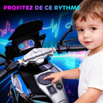 Moto électrique enfants 6 V, voiture électrique enfants avec roues d'entraînement, musique, effets lumineux, bleu