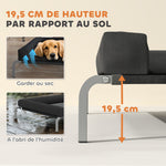 Lit surélevé pour chien rafraichissant, lit de camp pour chiens intérieur extérieur portable, 130 x 90 x 30 cm, noir