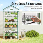 Serre de jardin PVC avec étagères 5 niveaux, serre de balcon, châssis en acier, porte zippée, 90x49x193cm, transparent