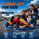 Kart Électrique pour Enfants 12 V, Go Kart, 2 Moteurs, Siège Réglable, Batterie au Lithium, Démarrage Progressif, Orange