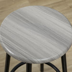 Ensemble table haute et 4 tabourets avec Repose-Pieds, métal noir et aspect bois pour cuisine salle à manger