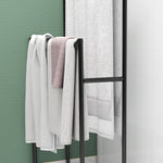 Porte serviettes sur pied sèche serviette 2 niveaux en métal pour la salle de bain, dim. 66l x 20P x 110H cm, noir