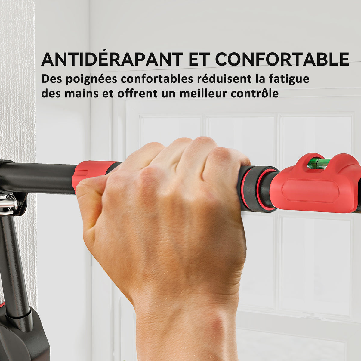 Sbarra per trazioni regolabile da 78 a 120 cm, sbarra per porta con livella integrata, struttura triangolare, fino a 225 kg, nero