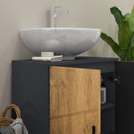 Meuble sous vasque lavabo meuble de salle de bain 2 portes avec étagère 60 x 30 x 60 cm gris anthracite et aspect bois