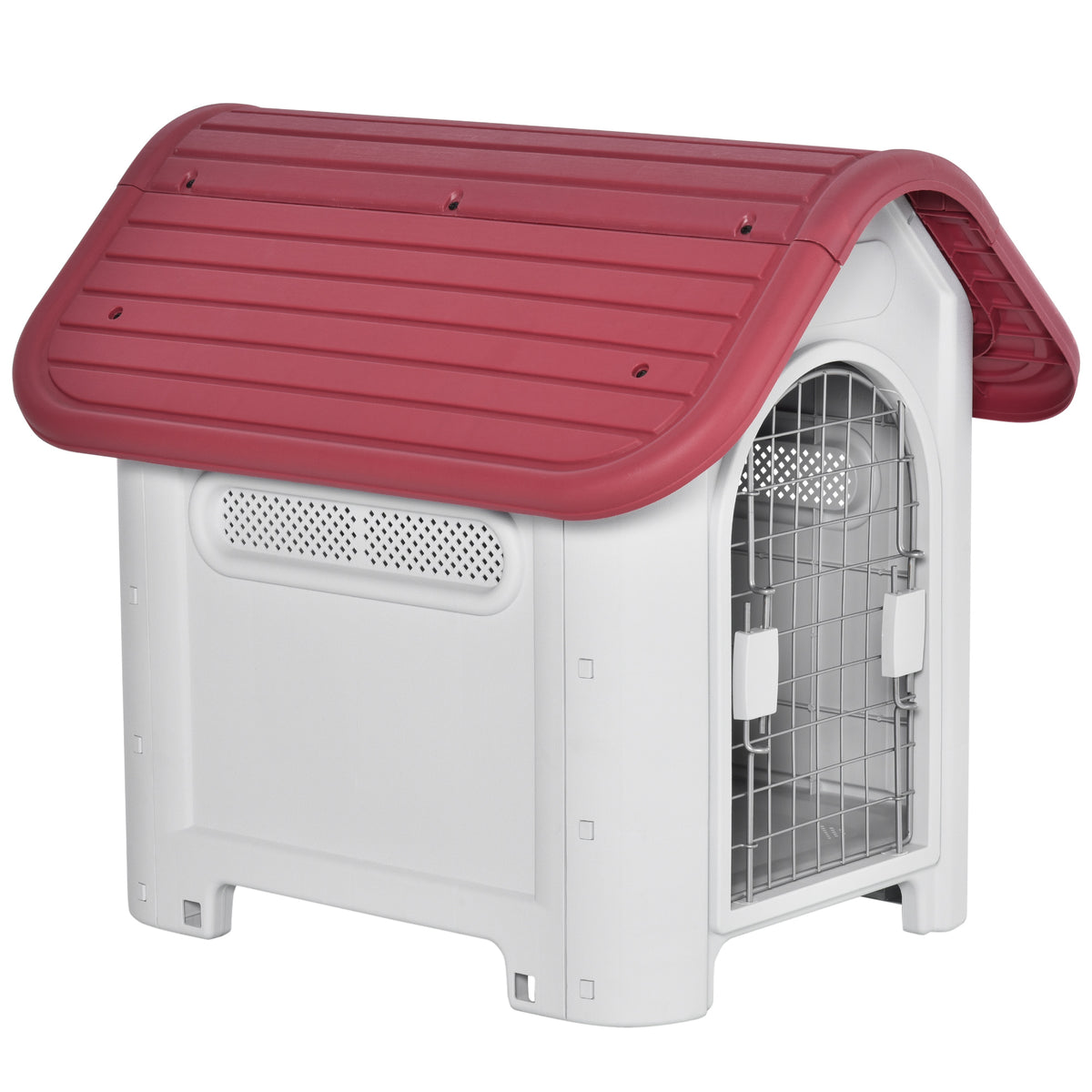 Niche pour chien extérieur et intérieur double porte en métal et multi-ventilation 59 x 75 x 66 cm rouge
