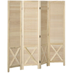 Paravent intérieur en bois 4 panneaux séparateur de pièce pliable panneau perforé 152 x 1,7 x 144,5 cm bois naturel