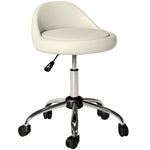 Tabouret à roulettes tabouret de travail pivotant 360° hauteur réglable 53-73 cm revêtement synthétique blanc