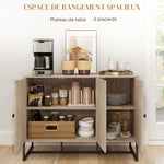 Buffet salon meuble de rangement armoire de cuisine avec placard 2 portes et étagères réglables 108 x 40 x 80 cm, chêne