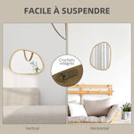 Miroir mural miroir décoratif forme organique avec cadre en bois horizontal ou vertical 80 x 60 cm naturel