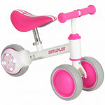Draisienne Bébé 1-2 ans, Roue lumineuse, 3 Roues EVA Silencieuses sans Pédale, Limiteur Direction 135°, 51x22x36cm, Rose