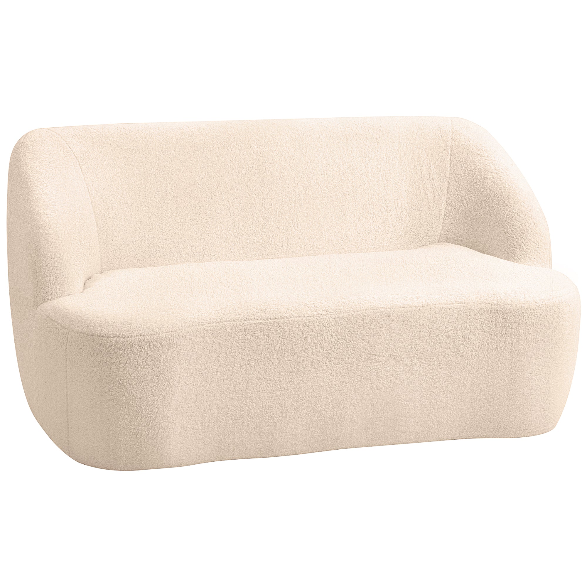 Canapé 2 places canapé en tissu bouclette 142 cm avec dossier et assise incurvés, aucun assemblage requis, beige