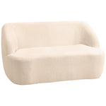 Canapé 2 places canapé en tissu bouclette 142 cm avec dossier et assise incurvés, aucun assemblage requis, beige
