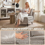 1-persoons slaapfauteuil, 3-in-1 slaapstoel met verstelbare rugleuning, kussen, brede zitting, lichtbruin
