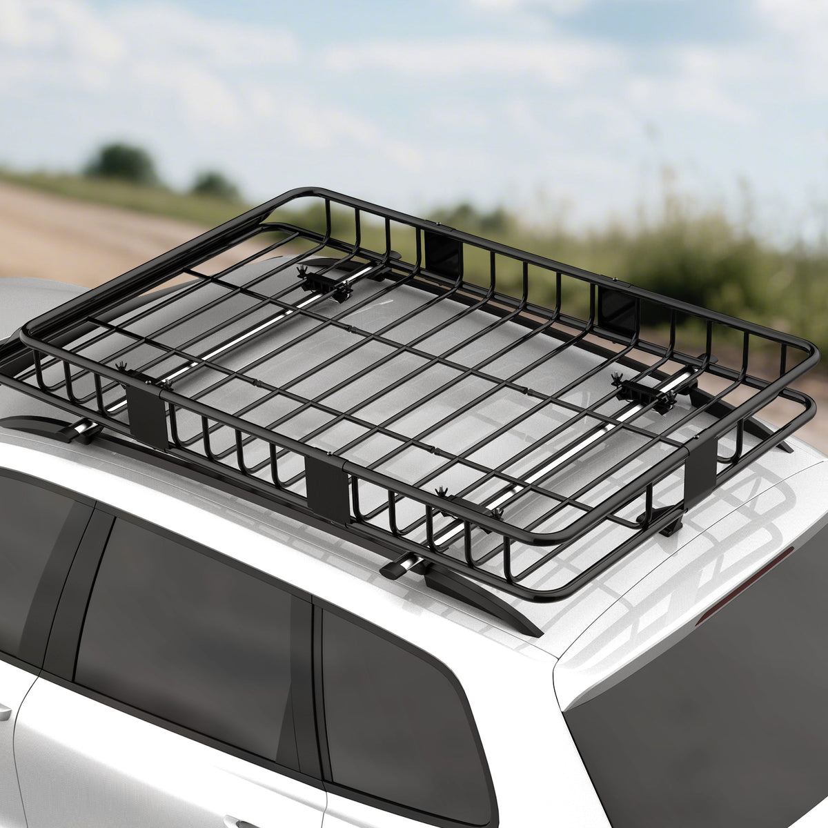 Porte-bagages Galerie de toit pour voiture en métal réglable en longueur de 109 à 162L cm Charge max 100kg